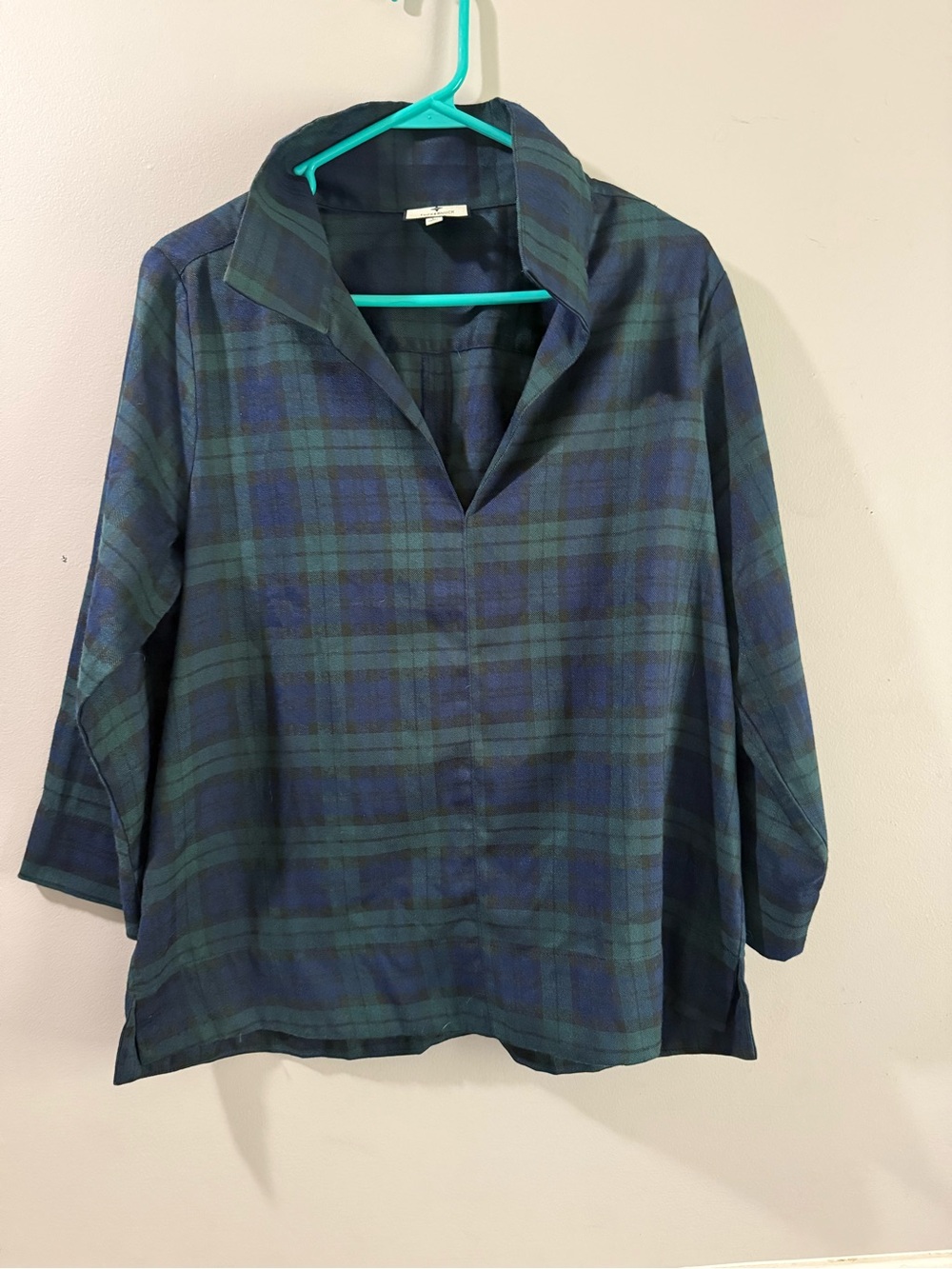 Tuckernuck Navy and Forest Green Plaid Top